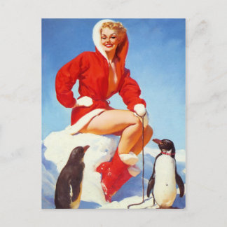 Penguin Kärlek Pin Up Girl Vykort