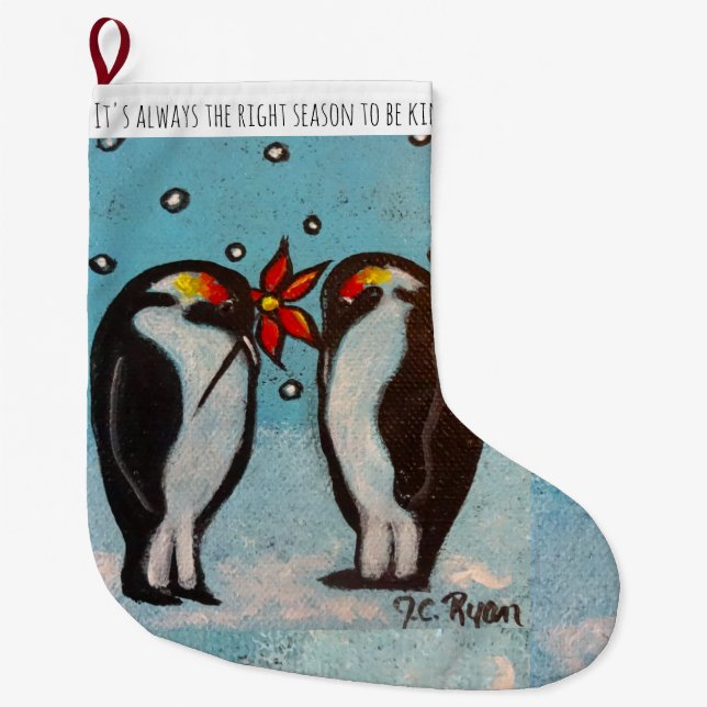 Penguin Kärlek Stocking Stor Julstrumpa (Framsidan)