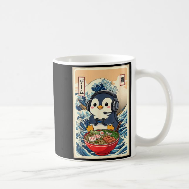 Penguin Kawaii Japanese Ramen Noodle Retro Gaming  Kaffemugg (Höger)