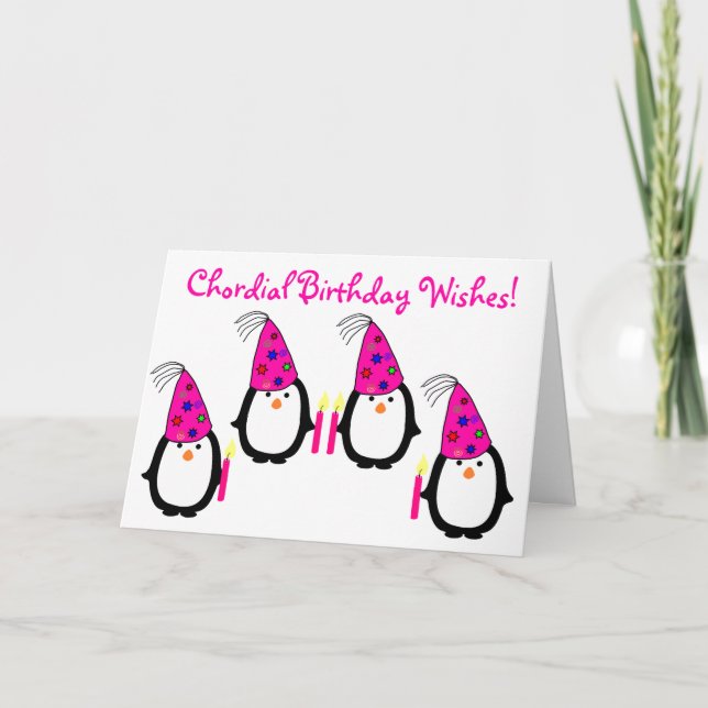 Penguin-kvartettens födelsedagskort kort (Framsida)