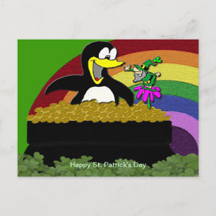 Penguin, Leprechaun, Guld och regnbåge Vykort