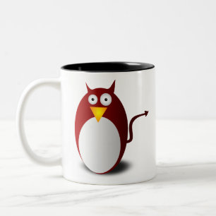 Penguin Linux Tux Ubuntu Djävulen Evil Demon Två-Tonad Mugg