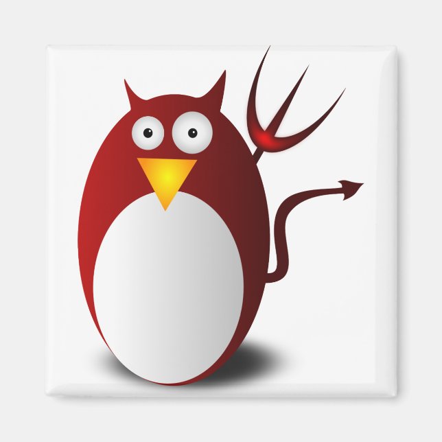 Penguin Linux Tux Ubuntu Djävulen Trident Lucifer Magnet (Framsidan)