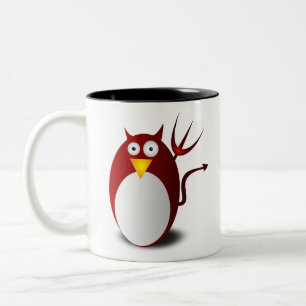 Penguin Linux Tux Ubuntu Djävulen Trident Lucifer Två-Tonad Mugg