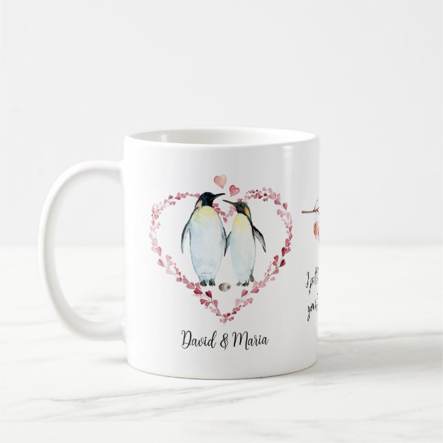 Penguin lite Kärlek Hearts andedräkt Kaffemugg (Vänster)