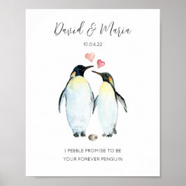 Penguin lite Love birds-årsdag Poster