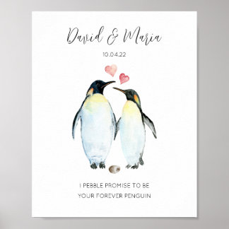 Penguin lite Love birds-årsdag Poster
