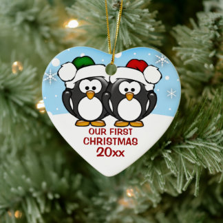 Penguin lite prydnadsföremål för första jul julgransprydnad keramik