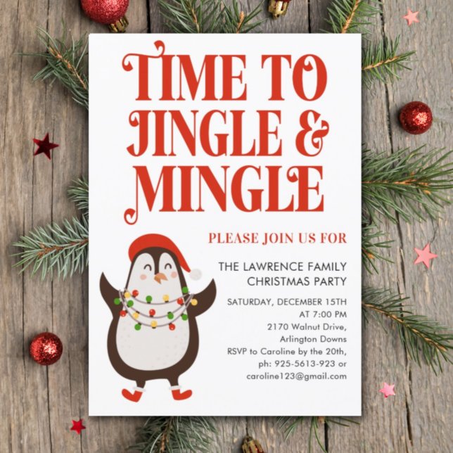 Penguin Ljus Jingle Mingle jul Party Inbjudningar (Skapare uppladdad)
