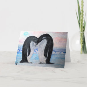 Penguin Love Bird Note Card Kort