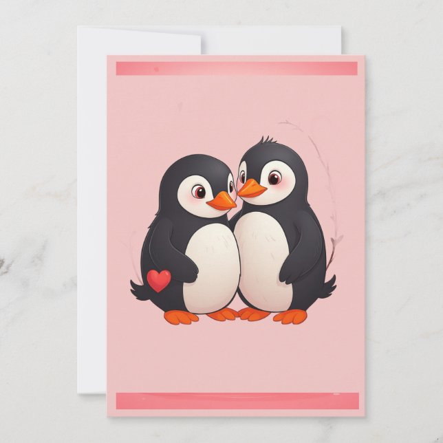 Penguin Love Party Invitation Inbjudningar (Framsida)