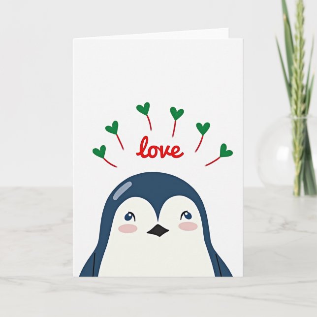 Penguin Love Simple Card Kort (Framsida)