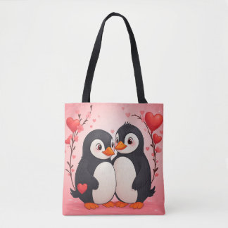 Penguin Love Tote Bag Tygkasse