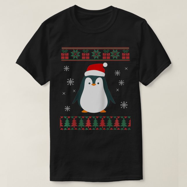Penguin Lover Xmas  Ugly Penguin Christmas Sweater T Shirt (Design framsida)