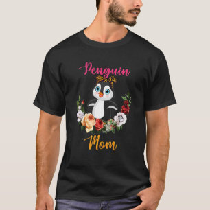 Penguin Mamma Blommigt Penguin Bow Tie Älskare Mor T Shirt