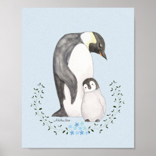 Penguin mamma/pappa med baby Cute Penguin Nursery Poster