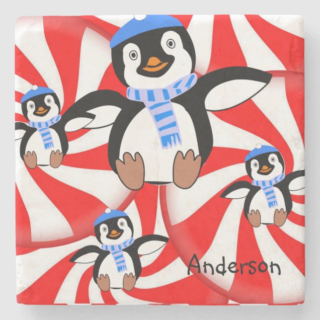 Penguin Marble Stone Underlägg jul (Framsidan)