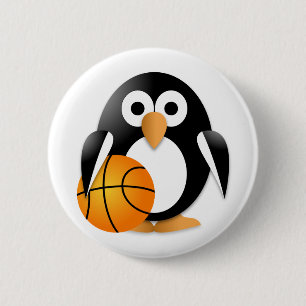 Penguin med basket-boll knapp
