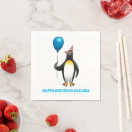 Penguin med blå ballong pappersservett