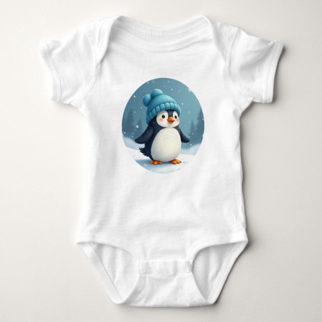 penguin med blå hatt t shirt (Framsida)
