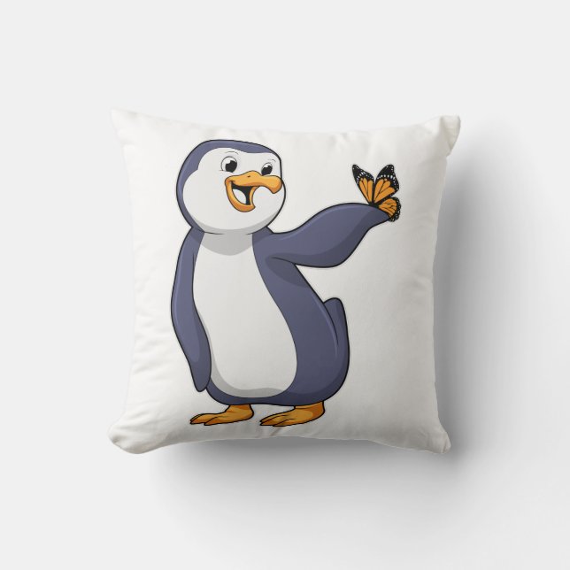 Penguin med Butterfly Kudde (Framsida)