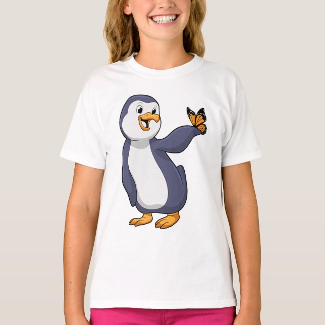 Penguin med Butterfly T Shirt (Framsida)