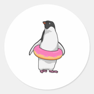 Penguin med Donut Runt Klistermärke