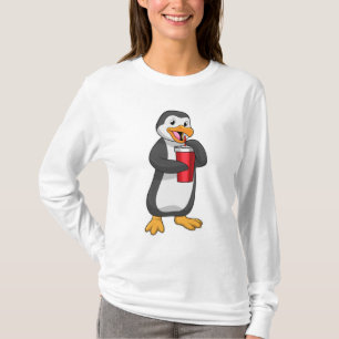 Penguin med Drinking kopp med Straw T Shirt