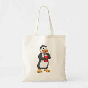 Penguin med Drinking kopp med Straw Tygkasse