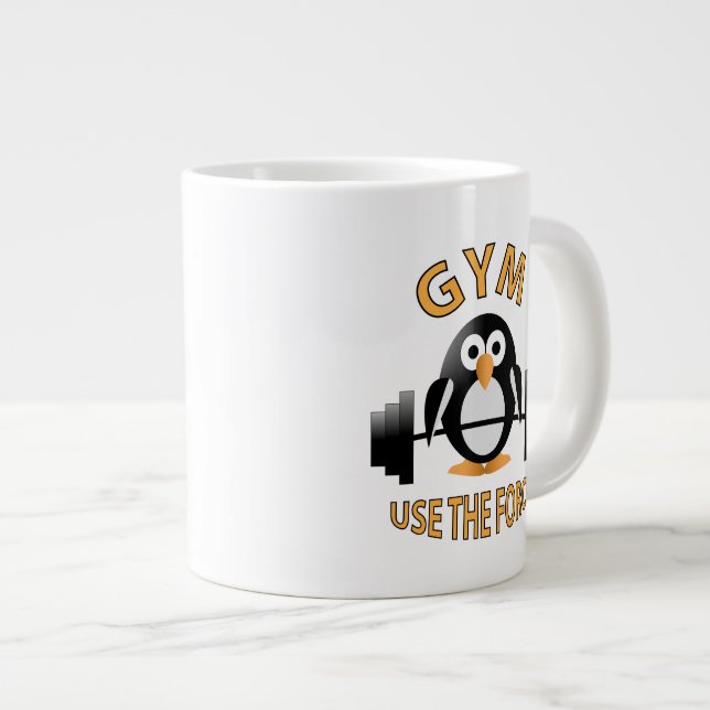 Penguin med en barbell jumbo mugg (Framsida höger)