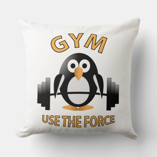 Penguin med en barbell kudde (Framsida)