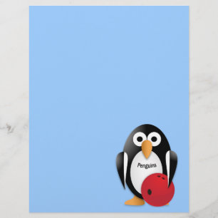 Penguin med en bowlingskål reklamblad