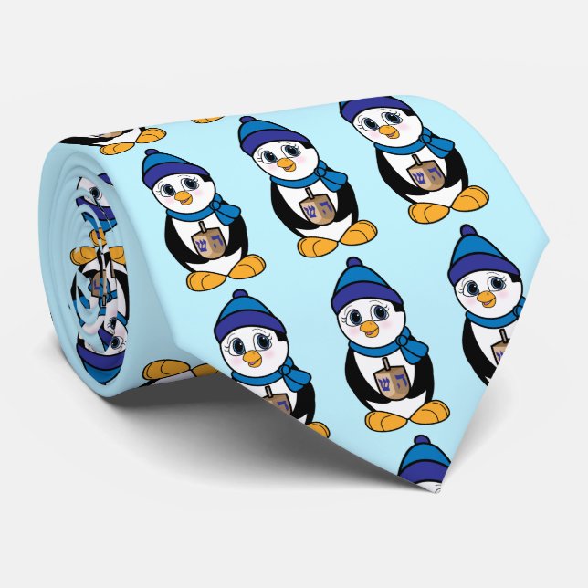 Penguin med en Dreidel på Hanukkah Slips (Rullad)