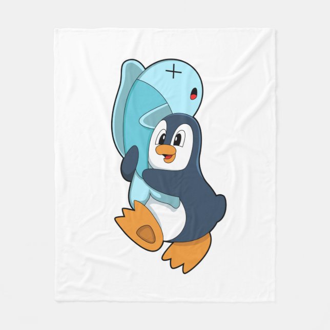 Penguin med fisk fleecefilt (Framsidan)