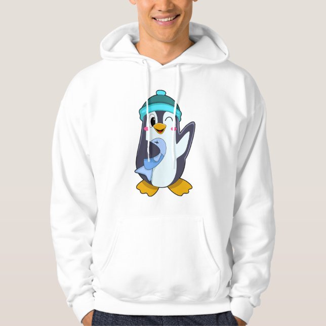 Penguin med fisk och fett hoodie (Framsida)