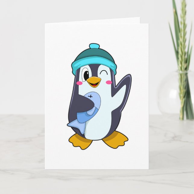 Penguin med fisk och fett kort (Framsida)