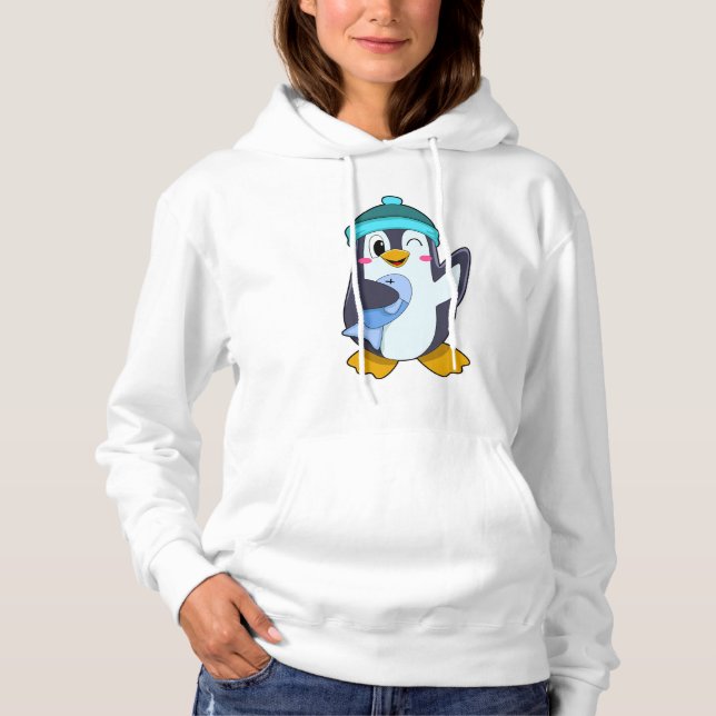 Penguin med fisk och fett t shirt (Framsida)