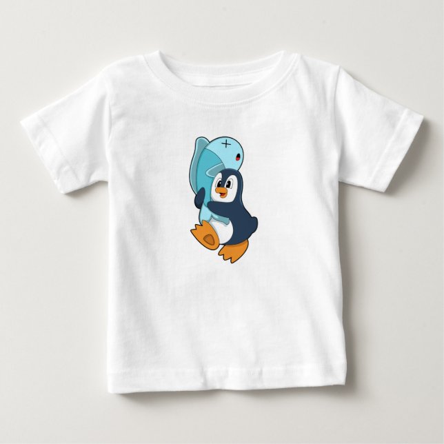 Penguin med fisk t shirt (Framsida)