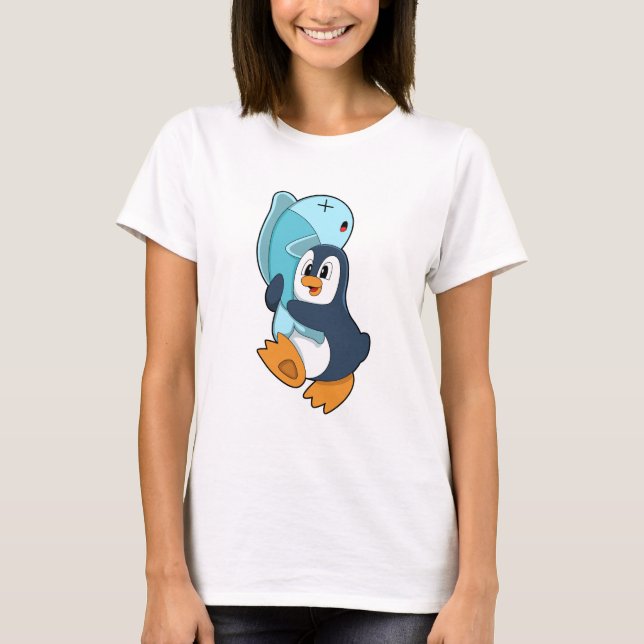 Penguin med fisk t shirt (Framsida)