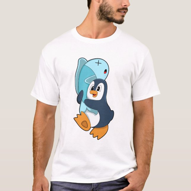 Penguin med fisk t shirt (Framsida)