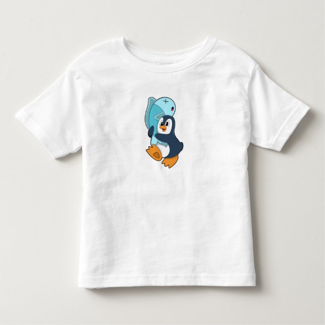 Penguin med fisk t shirt (Framsida)