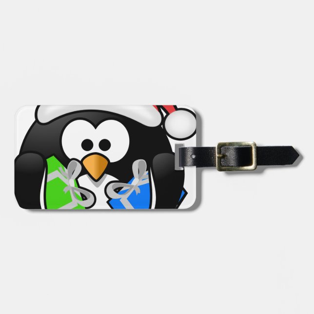 Penguin med gåvor bagagebricka (Horisontell Framsida)