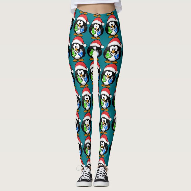 Penguin med gåvor leggings (Framsida)