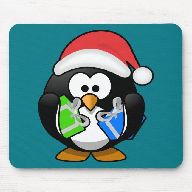 Penguin med gåvor musmatta (Framsidan)