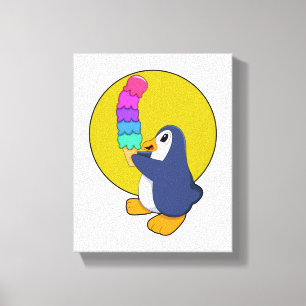 Penguin med glass canvastryck