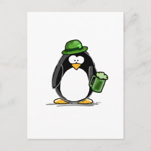 Penguin med Grönt Beer Vykort