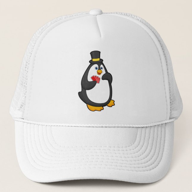 Penguin med Hat på Poker med Poker-kort Keps (Framsida)
