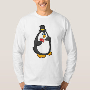 Penguin med Hat på Poker med Poker-kort T Shirt