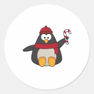 Penguin med hatt och scarf runt klistermärke