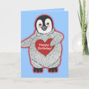 Penguin med Heart Grattis på födelsedagen Kort